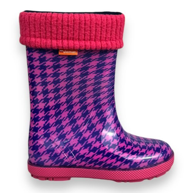 Dětské zateplené holínky Demar HAWAI LUX PRINT - růžová