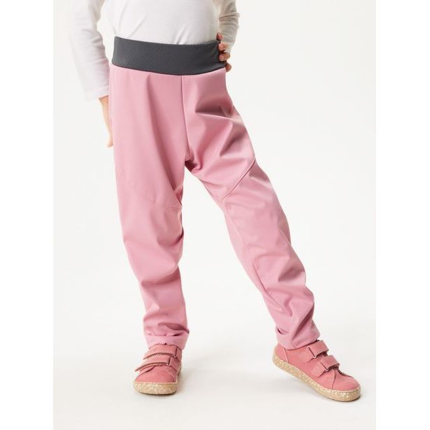 Unuo Dětské softshellové kalhoty bez zateplení pružné Sporty, Starorůžová