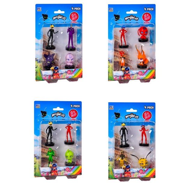 Miraculous: Beruška a černý kocour- razítka 4 ks figurka Ast.