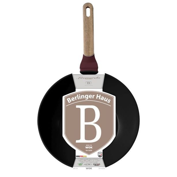 BERLINGERHAUS Pánev WOK s titanovým povrchem a poklicí 28 cm 28 cm Leonardo Nordic Collection BH-8296