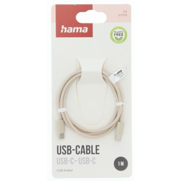 Hama USB-C 2.0 kabel Fabric, 1m, opletený, béžový
