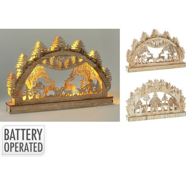 svícen 19x cm, SCENÉRIE, LED osv., dřevo, 2 druhy