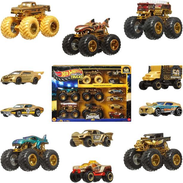 HW MONSTER TRUCKS BIGFOOT 50. VÝROČÍ SET ANGLIČÁKŮ & TRUCKŮ