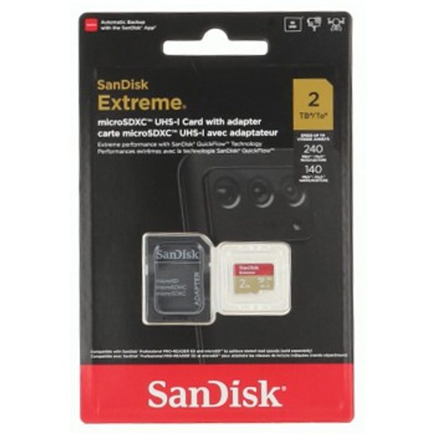 SanDisk Extreme microSDXC 2TB UHS-I Card + Adapter 240MB/s and 140MB/s