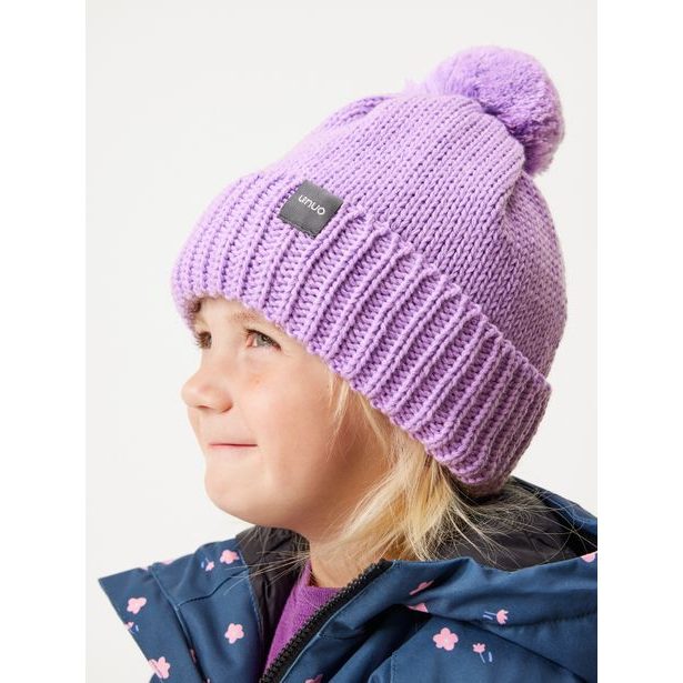 Unuo Dětská čepice pletená Bobble, Lila