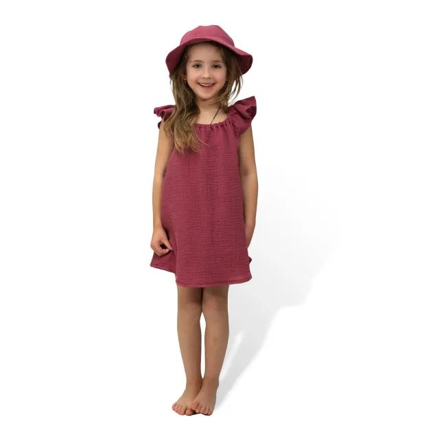 ESITO Dívčí mušelínové šaty Ruby red - rubínová / 80 - 86