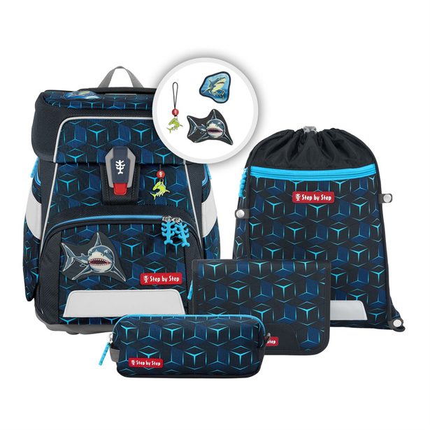 Školní aktovka Step by Step SPACE SHINE, Shark Dexter - 5 dílný set, AGR certifikát