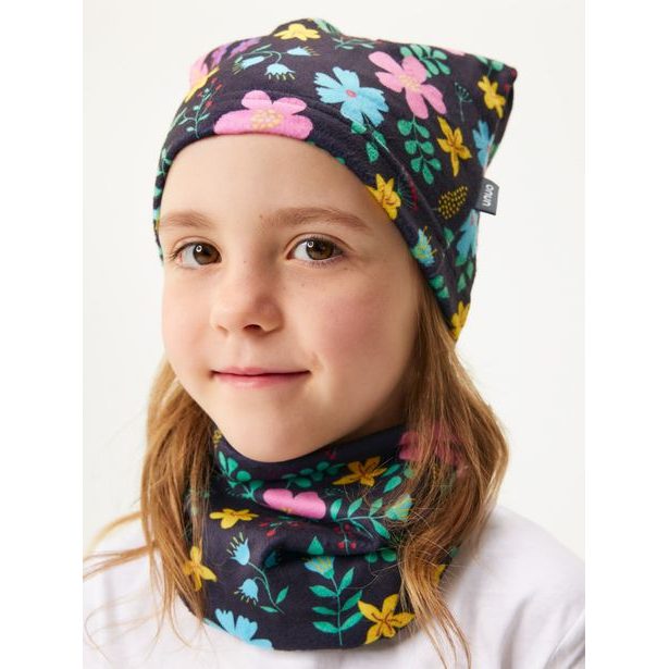 Unuo Dětský nákrčník z fleecu Basic, Kytičky