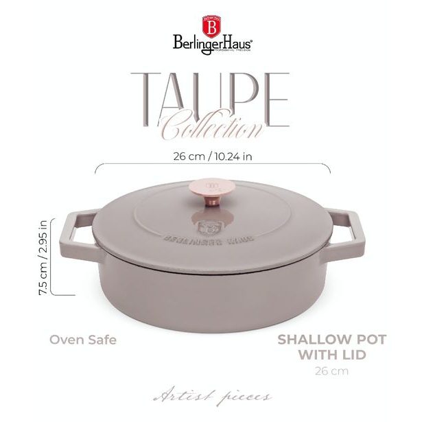 BERLINGERHAUS Pekáč litinový s poklicí 26 cm Taupe Collection BH-6527