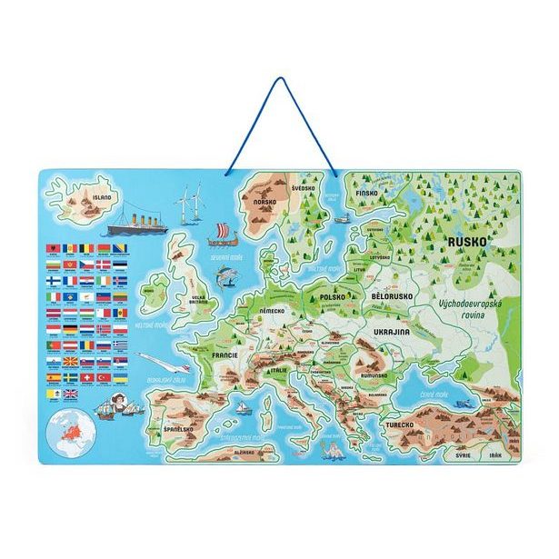 Magnetická mapa EVROPY, společenská hra 3 v 1, ČJ