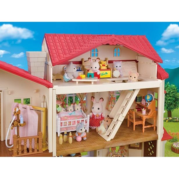 Sylvanian family Patrový dům s červenou střechou a se světly, nový