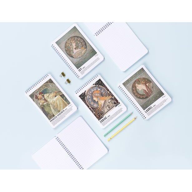 Spirálový blok Alfons Mucha - Laurel, linkovaný Baagl