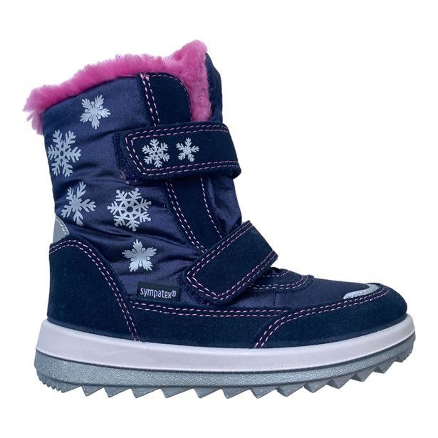 Dívčí zimní boty s membránou Richter modré s vločkami