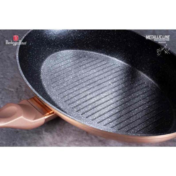 BERLINGERHAUS Pánev na ryby a steaky s mramorovým povrchem 35 cm Rosegold Metallic Line BH-7170