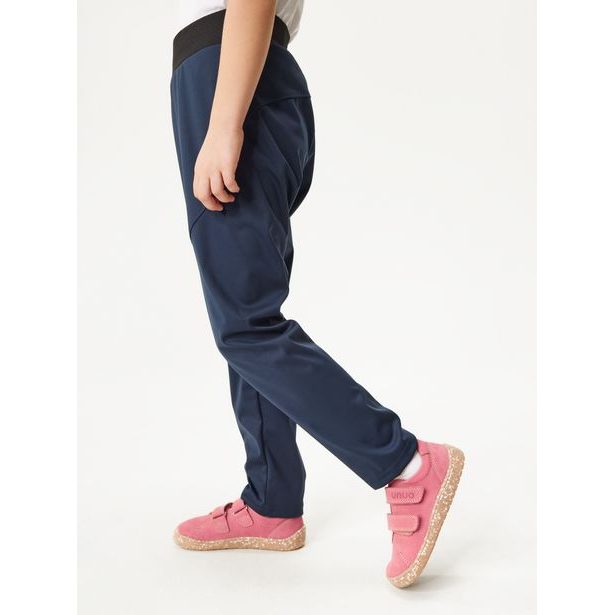 Unuo Dětské softshellové kalhoty bez zateplení pružné Sporty, Tm. Modročerná