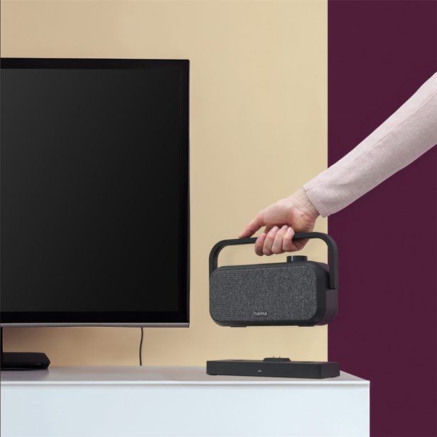 Hama bezdrátový přenosný TV reproduktor, nabíjecí základna s 2,4 GHz vysílačem, Bluetooth