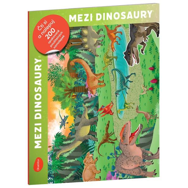 Čti a nalepuj – MEZI DINOSAURY, kniha se samolepkami