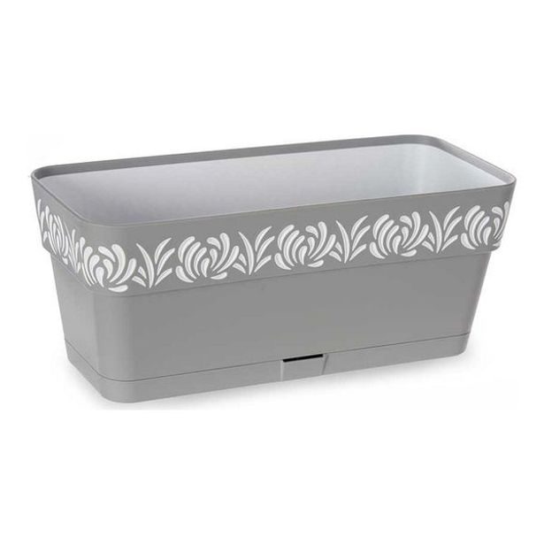 truhlík 30cm kam.šedý/bílý, GAIA+miska, š13,v12cm, plast