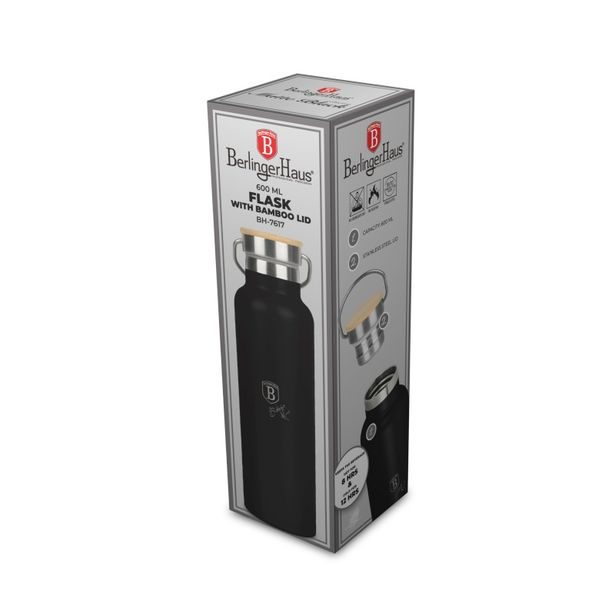 BERLINGERHAUS Termoska lahev s dvojitou stěnou nerez 0,6 l Matte Black Collection BH-7617