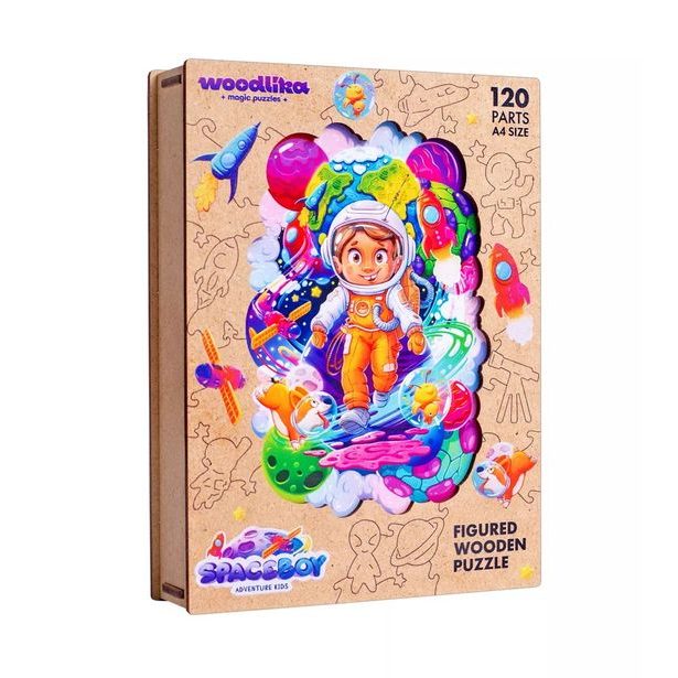 DŘEVĚNÉ BAREVNÉ PUZZLE - Vesmírný dobrodruh