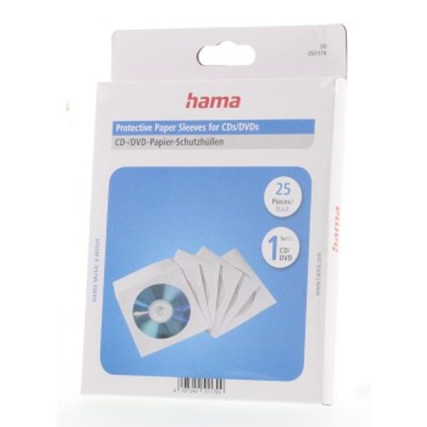 Hama papírové obaly na CD/DVD, bílé, balení 25 ks (cena za balení)