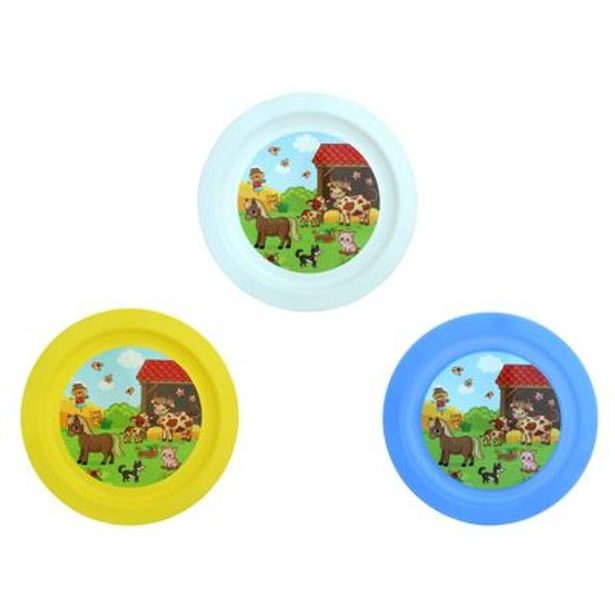 talíř d21cm měl. FARMA IML, aqua, bílý, žlutý, dětský, plast