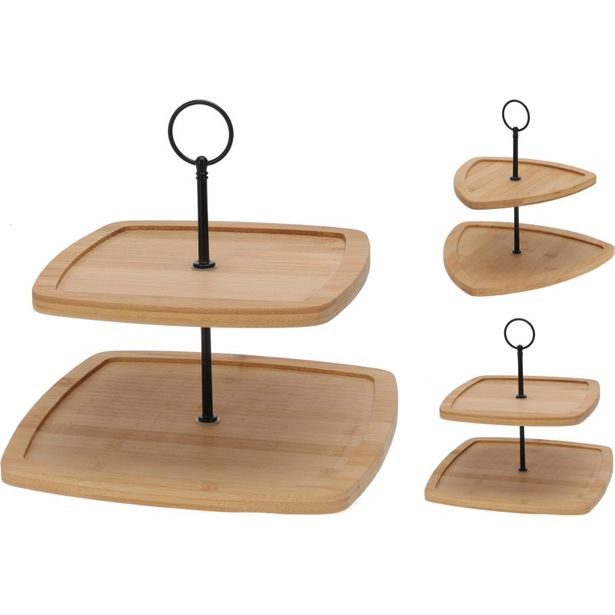 EXCELLENT HOUSEWARE Etažér dřevěný 2 patra čtverec 23,5 cm KO-170490960ctve