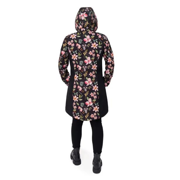 ESITO Dámský jarní softshellový kabát Spring flowers - černá