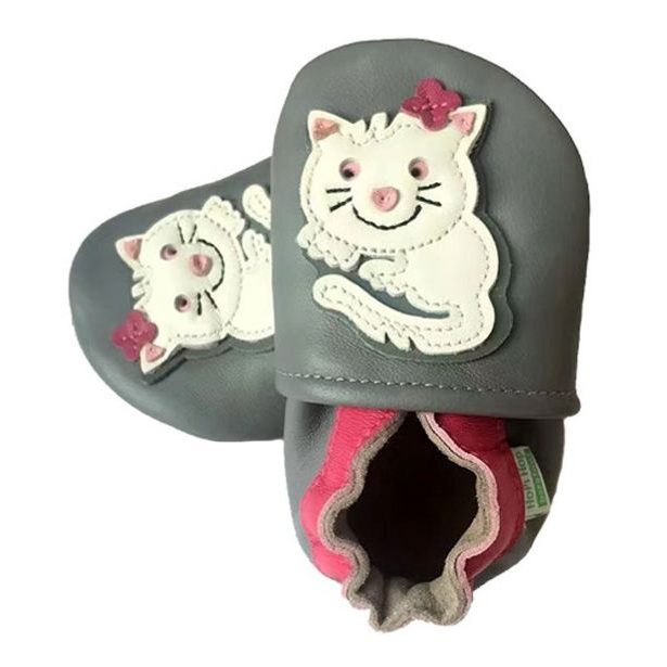 Hopi Hop Barefoot kožené capáčky - kočka bílá