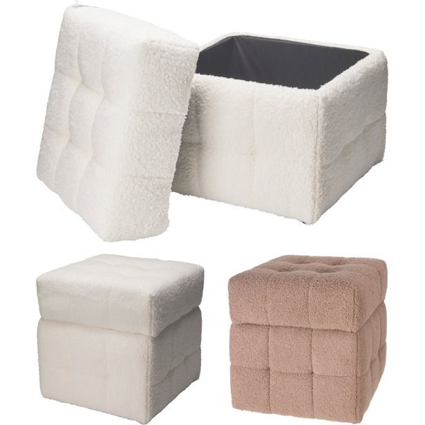 H & S COLLECTION Taburet 38 × 38 × 37 cm béžová KO-NB1510860bila