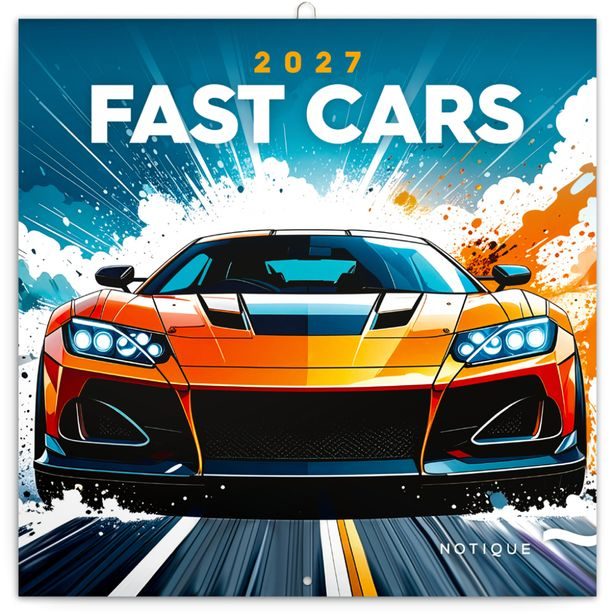 NOTIQUE Poznámkový kalendář Fantastická auta 2027, 30 x 30 cm