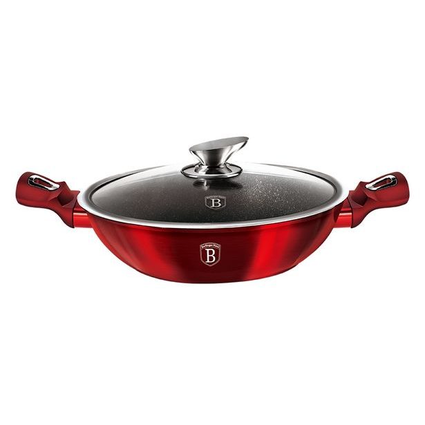 BERLINGERHAUS Pánev Wok s poklicí 30 cm Burgundy Metallic Line BH-7110
