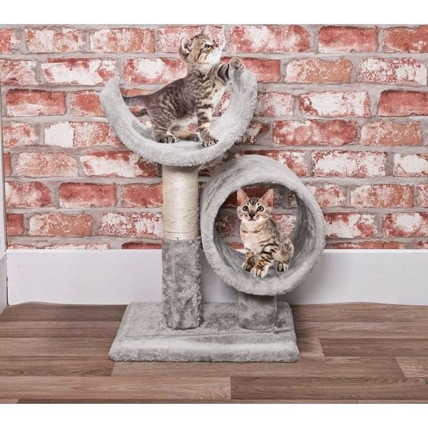 PET COMFORT Škrábadlo pro kočky s tunelem dvoupatrové 50 cm ED-227011