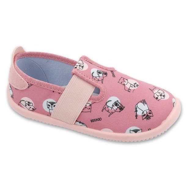 Dívčí BAREFOOT domácí obuv Befado Softer - Kočky sv.růžové