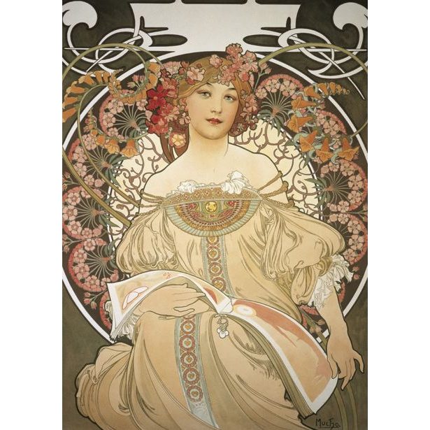 Pohled Alfons Mucha – Reverie, krátký Baagl