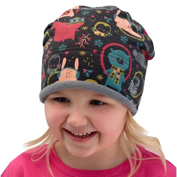 ESITO Zimní čepice spadená Lesní zvířátka - šedá