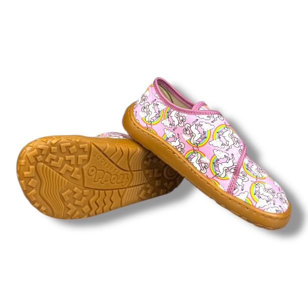 Froddo G1700421-4 – dívčí barefoot bačkory starorůžové s jednorožcem