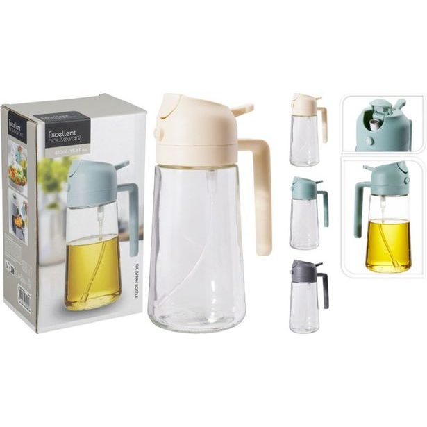 dávkovač 0,45l oleje, měrka, 3barvy, sklo/plast