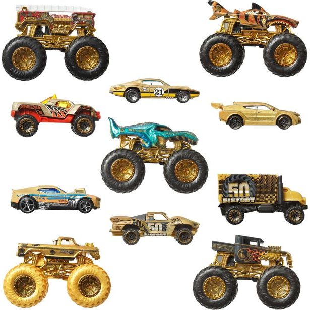 HW MONSTER TRUCKS BIGFOOT 50. VÝROČÍ SET ANGLIČÁKŮ & TRUCKŮ
