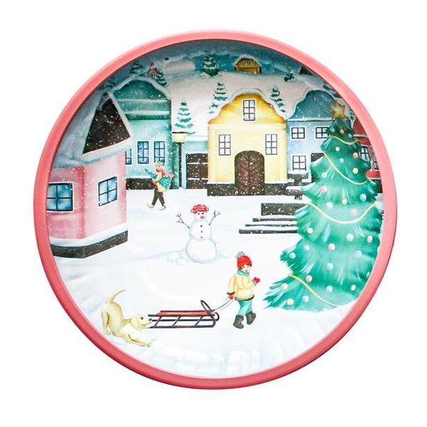 TORO PODNOS VÁNOČNÍ KULATÝ "VESNIČKA" 26x2,5CM PLECHOVÝ_hamashop