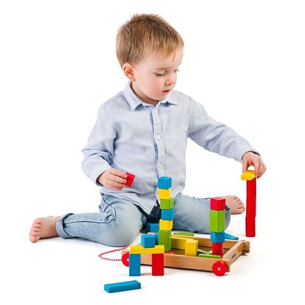 Vozík s kockami malý - 34 dielov