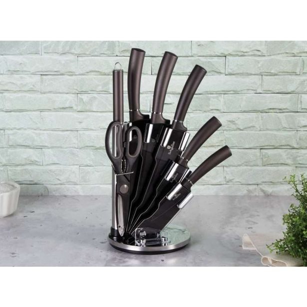 BERLINGERHAUS Sada nožů ve stojanu s nepřilnavým povrchem 8 ks Carbon PRO Line BH-2685