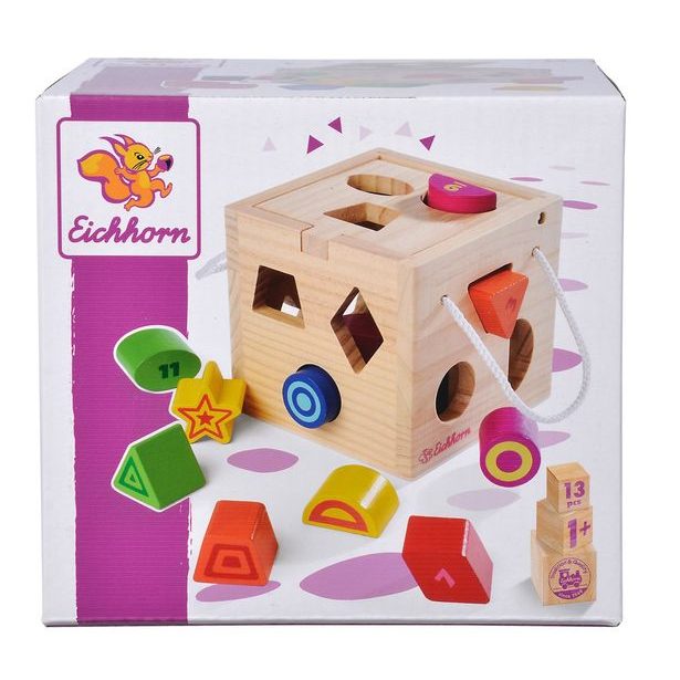 Dřevěná kostka se zastrkovacími tvary