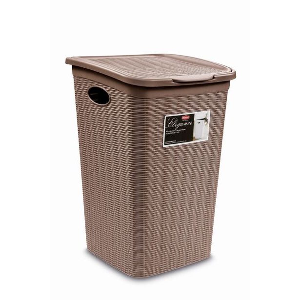 koš 50l na použ.prádlo,mocca ratan, 54,5x38x37cm,ELEG.