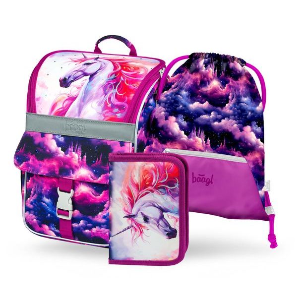BAAGL 3 SET Zippy Jednorožec Království: aktovka, penál, sáček