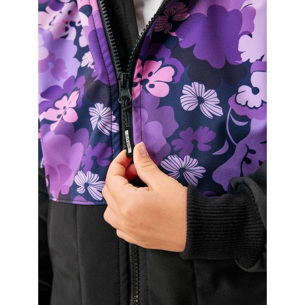 Unuo Dívčí softshellový kabát s fleecem Street, Černá, Kytky