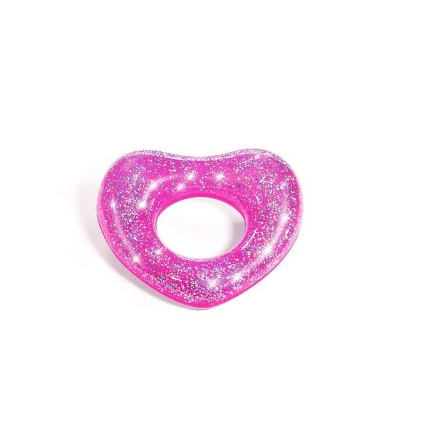 Nafukovací kruh se třpytkami - mix 2 druhy (srdce,hvězda), průměr 91cm