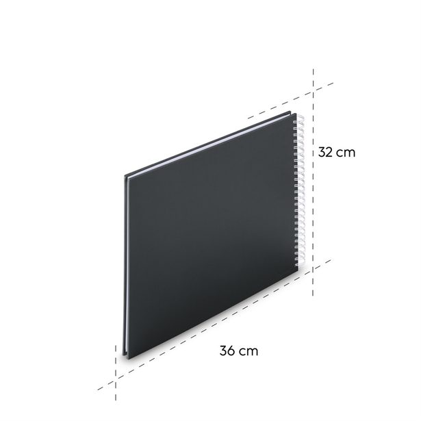 Hama album klasické spirálové FINE ART 36x32 cm, 50 stran, nová černá, bílé listy