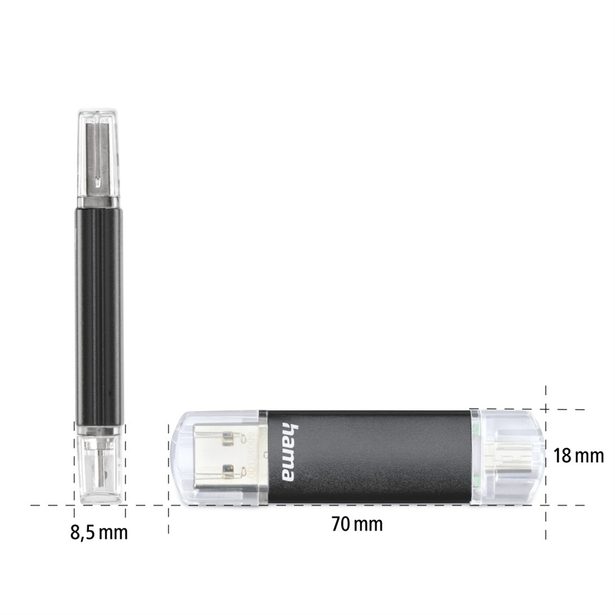 Hama USB flash disk Laeta Twin, USB 3.0, 128 GB, 40 MB/s, černý