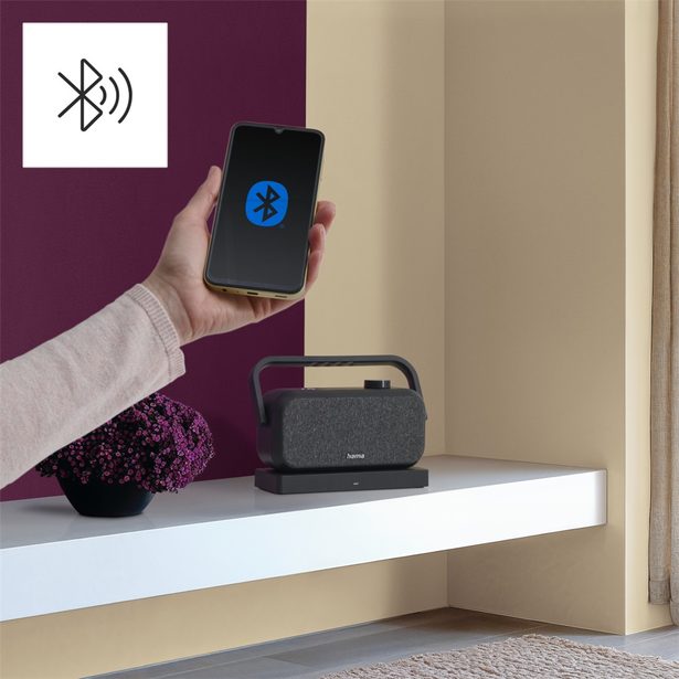 Hama bezdrátový přenosný TV reproduktor, nabíjecí základna s 2,4 GHz vysílačem, Bluetooth